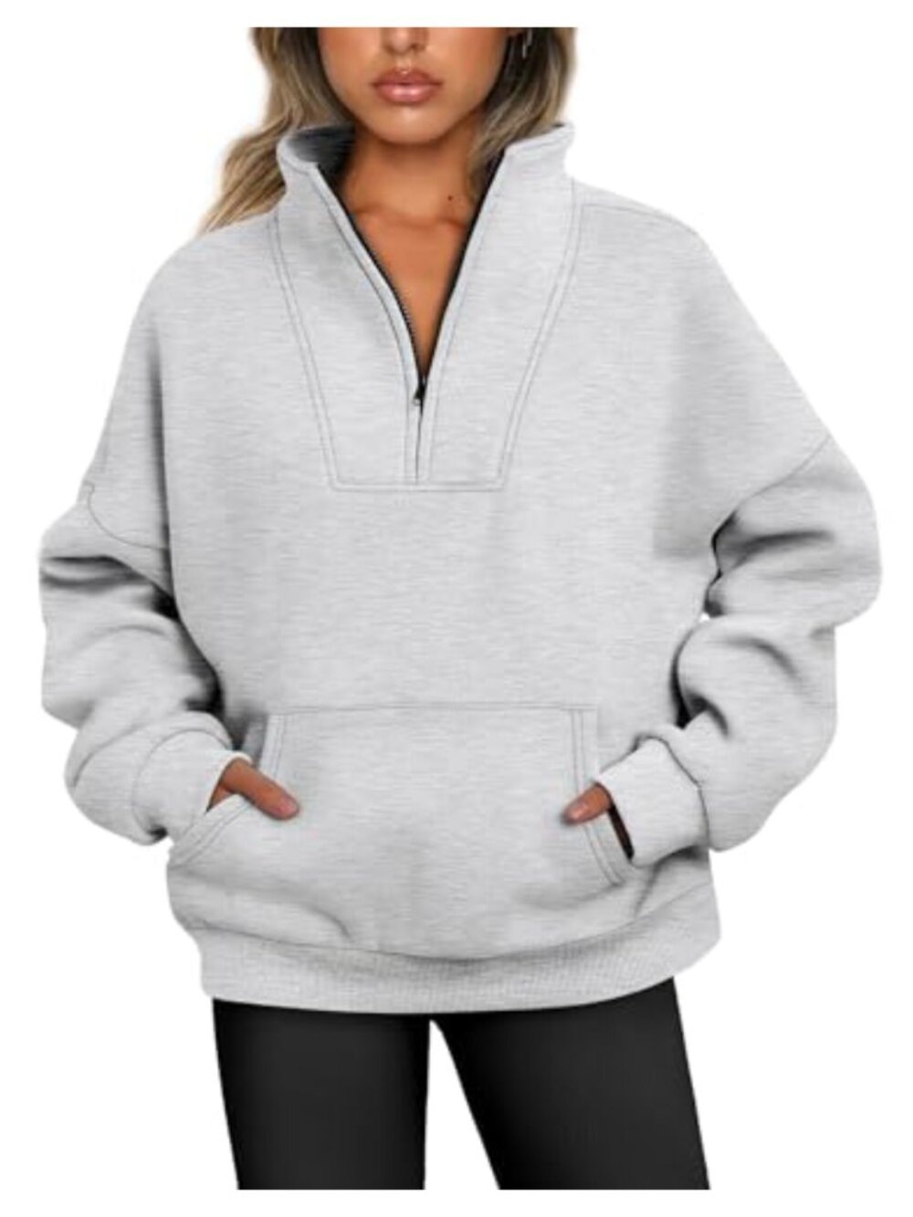 Women's Half Zip Fleece Lined Oversized Pullover Sweatshirt